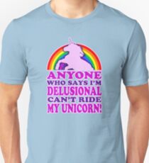 Funny Delusional Unicorn (Vintage Distressed Design) Unisex T-Shirt