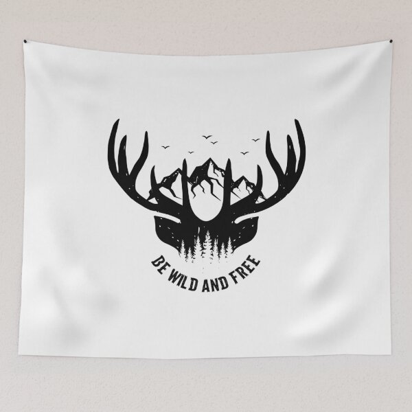 Item preview, Be Wild And Free Mountains Birds and Whitetail Deer design designed and sold by NoveltyMerch.