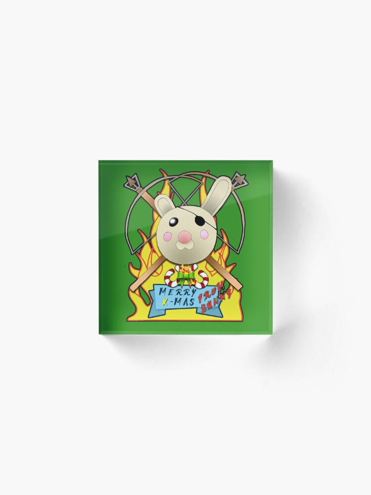 Piggy Roblox Bunny Says Merry Xmas Piggy Gamer Gifts Acrylic Block By Freedomcrew Redbubble - piggy roblox angle