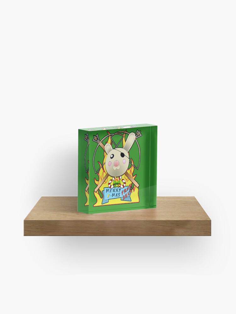 Piggy Roblox Bunny Says Merry Xmas Piggy Gamer Gifts Acrylic Block By Freedomcrew Redbubble - table flip roblox