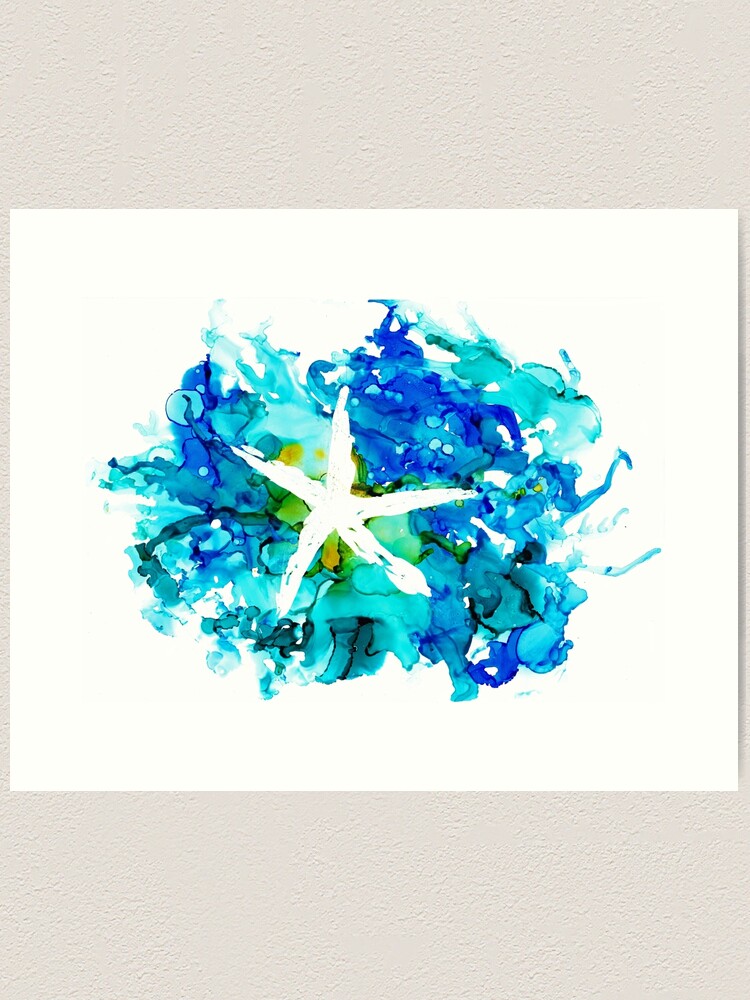 Thumbnail 2 of 3, Art Print, Starfish Splash designed and sold by GillianAdams.