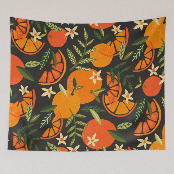 Item preview, Orange Blooms – Charcoal designed and sold by Cat Coquillette.
