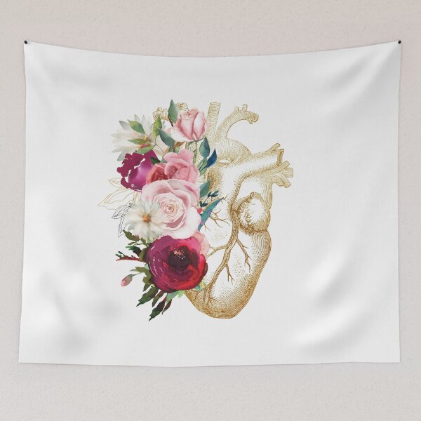 Item preview, Heart Print With Vintage Flowers designed and sold by Lawandmedical.