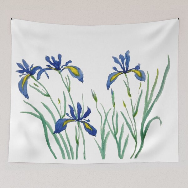 Item preview, hand painted blue iris watercolor painting designed and sold by SelenePaintings .