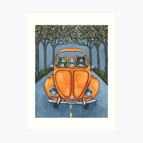 The Autumn Road Trip Cats Art Print