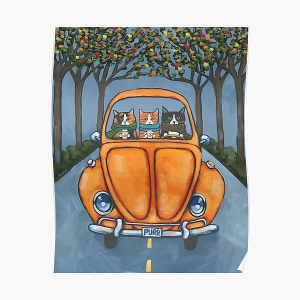 The Autumn Road Trip Cats Poster
