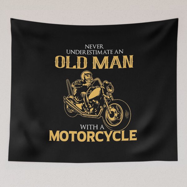 Item preview, never underestimate and old man with a motorcycle - Awesome old motorcycle rider Gift designed and sold by Teenation9.