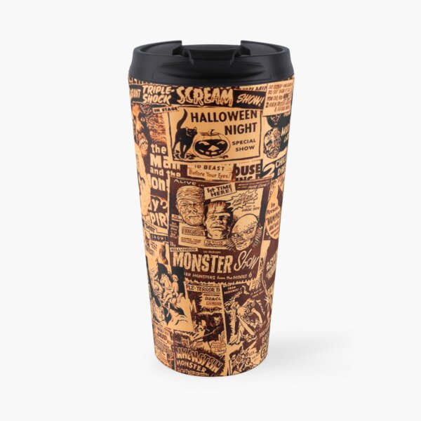 Old Horror Advertisement Pattern Travel Mug