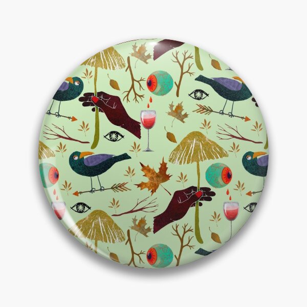 Item preview, crow, mushrooms, branches, bloody eyes, wineglasses, autumn leaves. Halloween theme. designed and sold by zatmeniee.