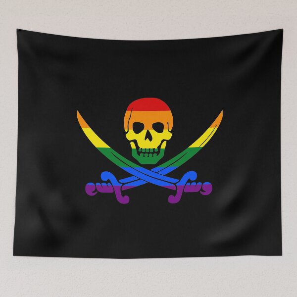 Item preview, Bandera pirata y LGBTQ / arcoíris designed and sold by CCRev.
