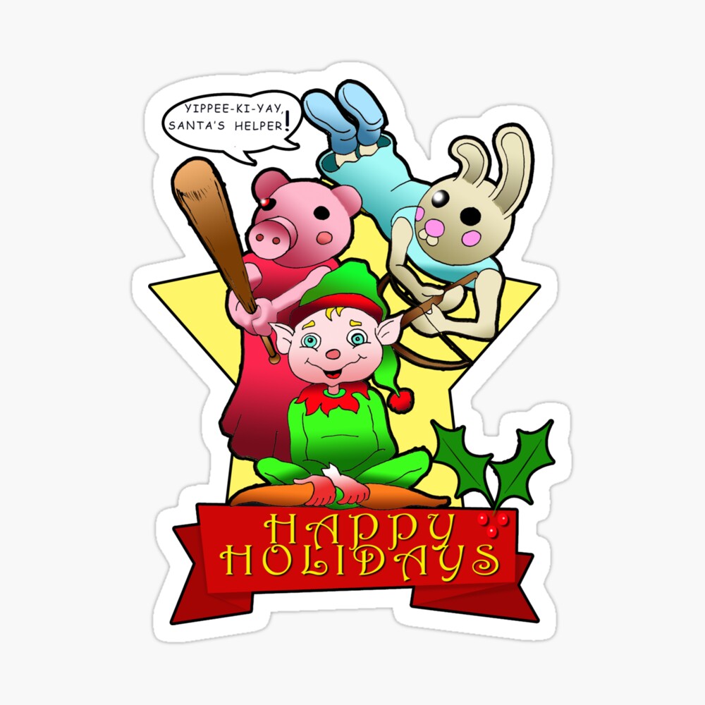 Piggy Roblox Elf Bunny And Piggy Gamer Happy Holiday Gift Coasters Set Of 4 By Freedomcrew Redbubble - elf roblox