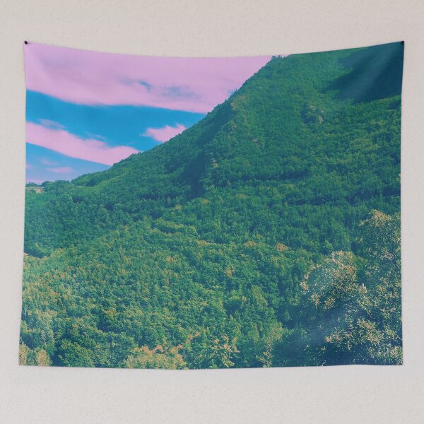 Item preview, Italian mountain pink clouds bright green in summer designed and sold by Mirko Torresi.