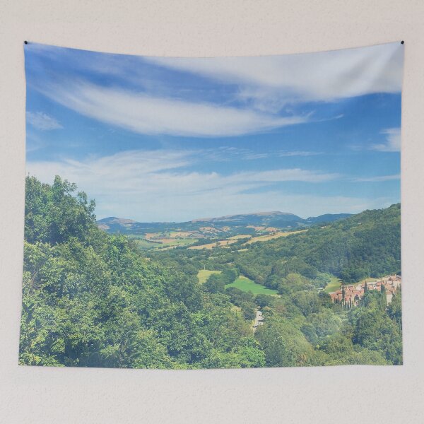 Item preview, Italian mountain bright green in summer with city on the side designed and sold by Mirko Torresi.