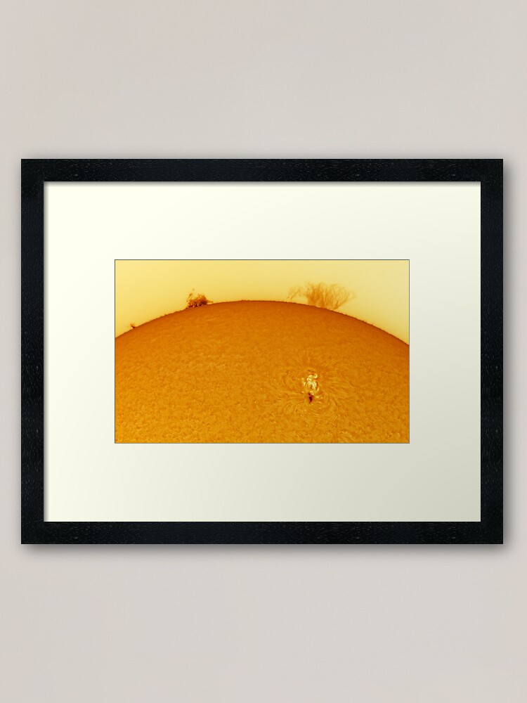 Alternate view of Sun spot and flares in Hydrogen Alpha Framed Art Print