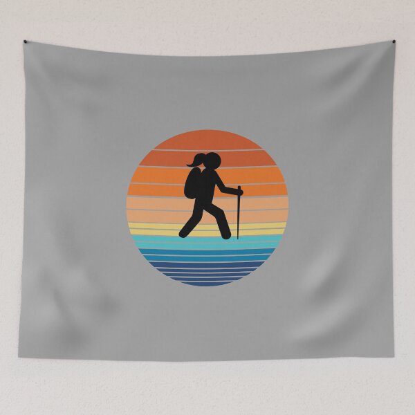 Item preview, Hiker Girl Vintage Sunset designed and sold by AdventurePrints.