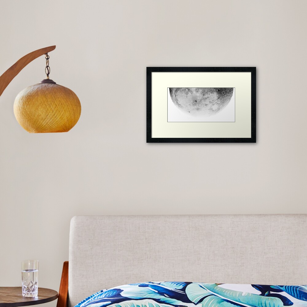 White Moon mosaic Framed Art Print