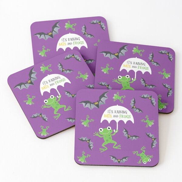 Item preview, It's Raining (Sparkly Halloween) Bats and Frogs Purple designed and sold by VicEllisArt.
