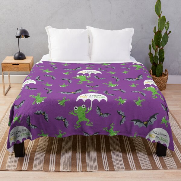 Item preview, It's Raining (Sparkly Halloween) Bats and Frogs Purple designed and sold by VicEllisArt.