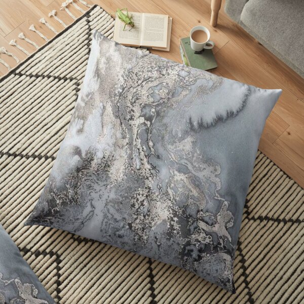 Grey and silver Marble Floor Pillow