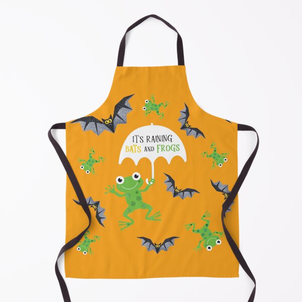 Item preview, It's Raining (Sparkly Halloween) Bats and Frogs Orange designed and sold by VicEllisArt.