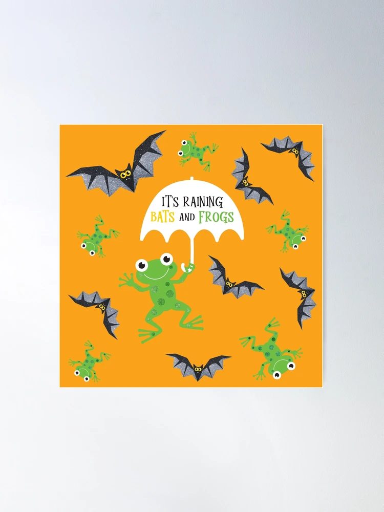 It's Raining (Sparkly Halloween) Bats and Frogs Orange Poster for Sale by  Victoria Ellis Art