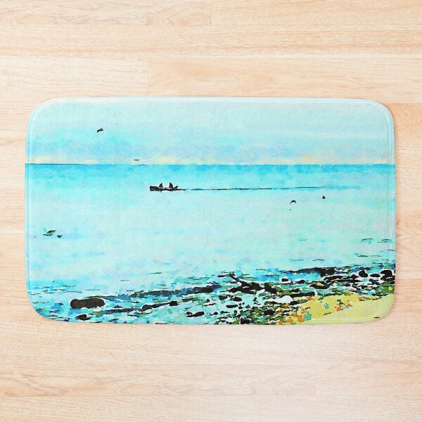 Item preview, Seagull in flight and boat on the blue sea designed and sold by Giuseppe Cocco.