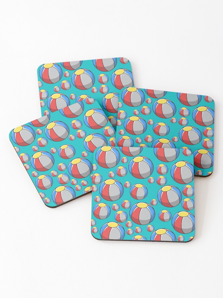 Thumbnail 1 of 5, Coasters (Set of 4), Beach Ball Pattern designed and sold by d247.