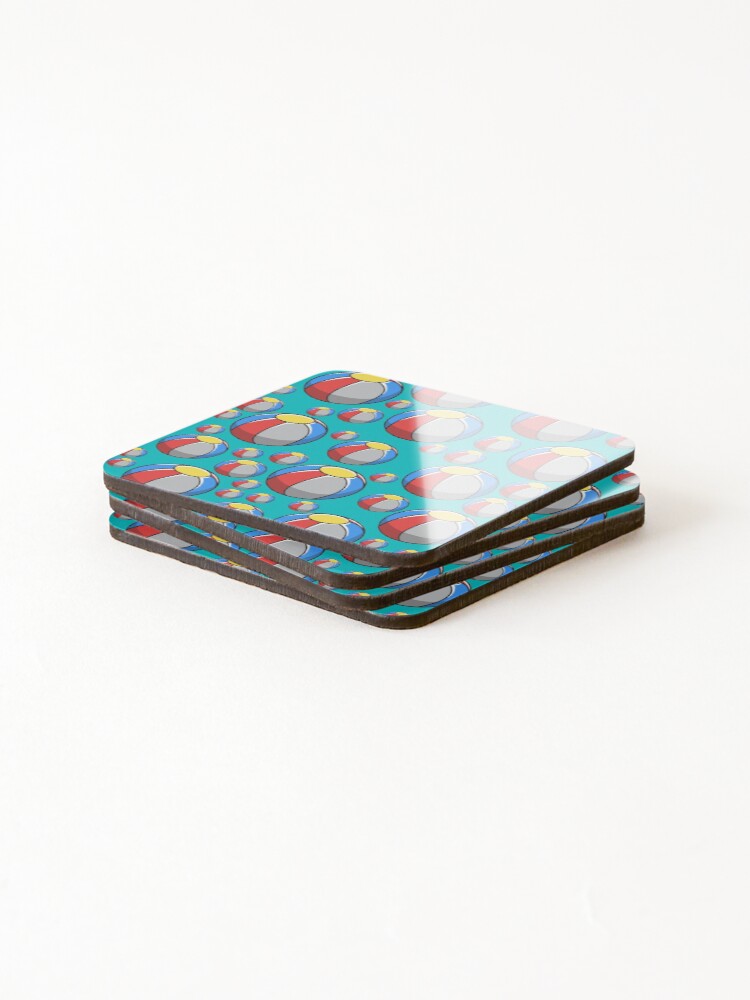 Thumbnail 4 of 5, Coasters (Set of 4), Beach Ball Pattern designed and sold by d247.