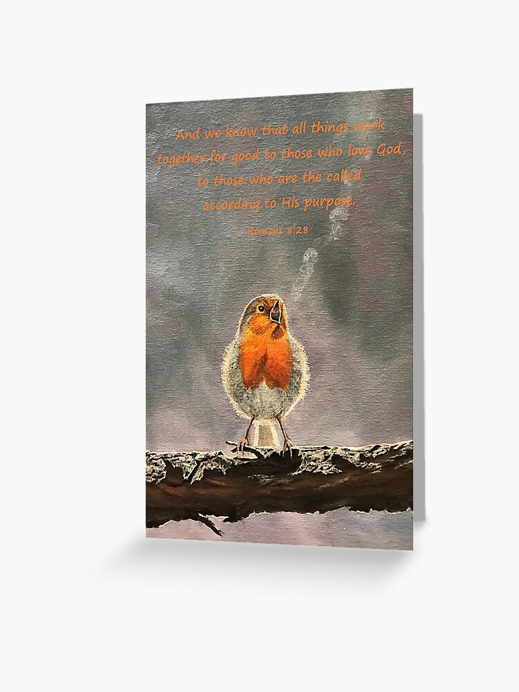 Thumbnail 1 of 2, Greeting Card, The Beauty of Birdsong - Romans 8:28 designed and sold by EuniceWilkie.