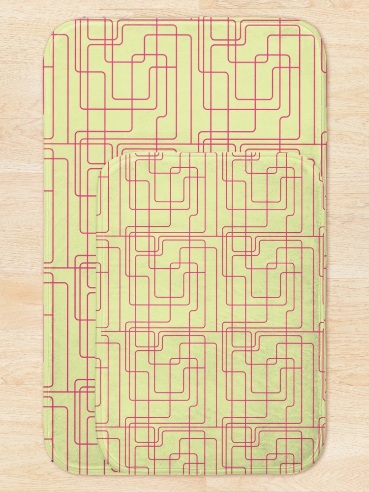 Thumbnail 5 of 6, Bath Mat, Red Line Boxes Pattern designed and sold by bcide.
