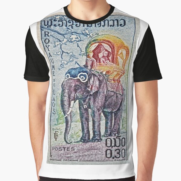 1958 Laos Elephant Stamp Graphic T-Shirt