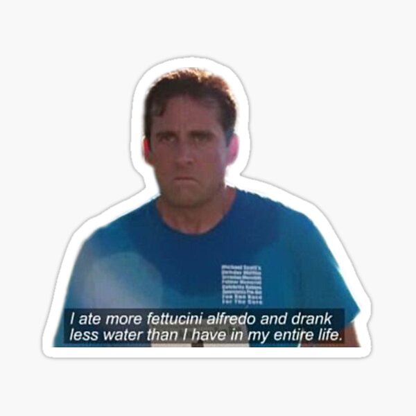 "fettuccini alfredo michael scott" Sticker for Sale by sydneyjoanna