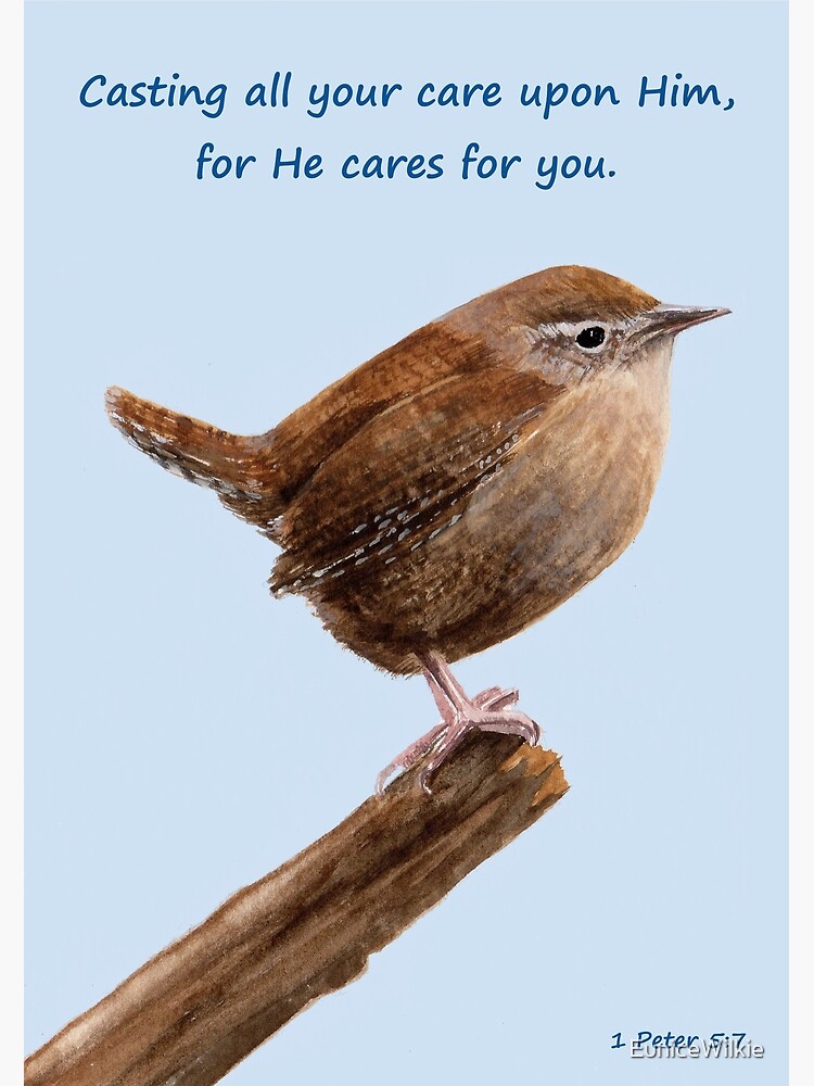 Thumbnail 2 of 2, Greeting Card, Jenny Wren - 1 Peter 5:7 designed and sold by EuniceWilkie.