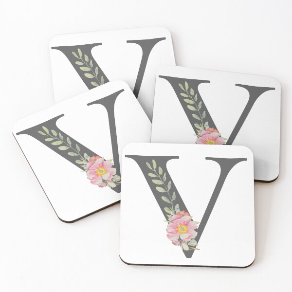 Item preview, Black Gray Floral Wreath Bouquet Arrangement Initial Letter V designed and sold by TheFamilyVan.