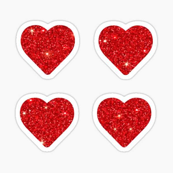 red glittery heart pack Sticker for Sale by aishuart