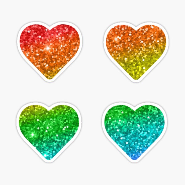 red glittery heart pack Sticker for Sale by aishuart