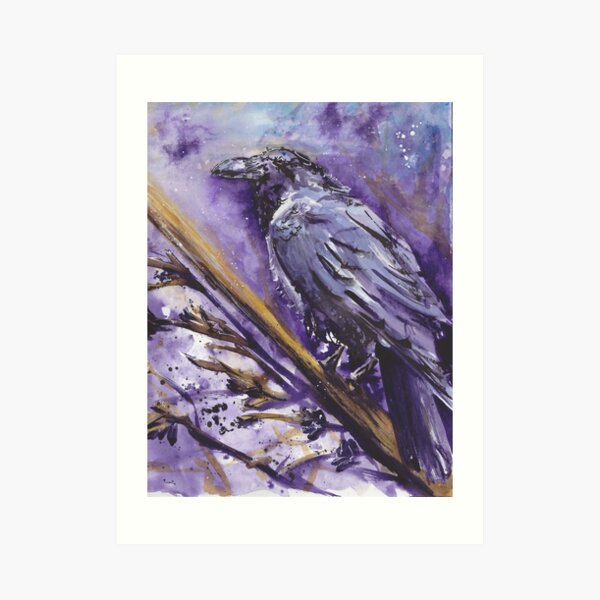 Mystic Raven Watercolor Print Art Print