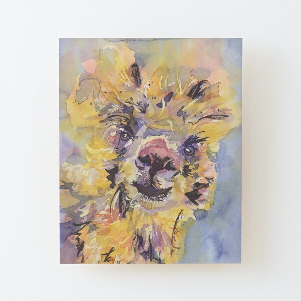 Whimsical Alpaca Watercolor Print Wood Mounted Print