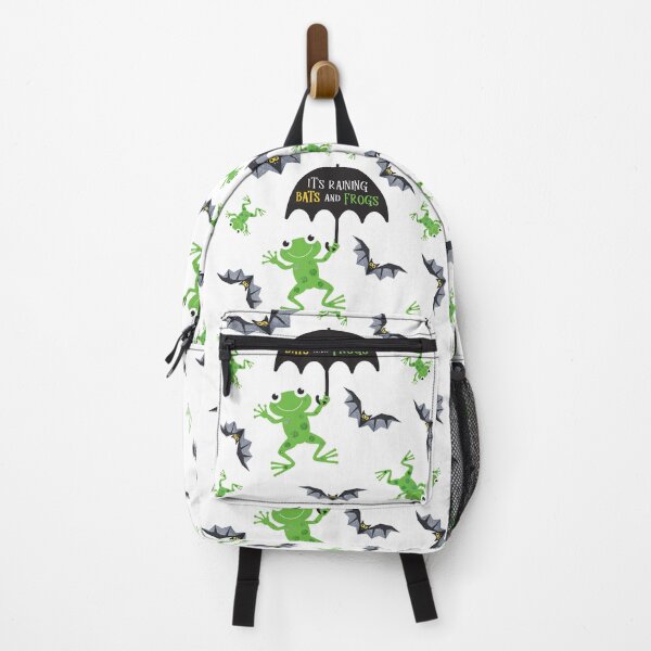 Item preview, It's Raining (Sparkly Halloween) Bats and Frogs White designed and sold by VicEllisArt.