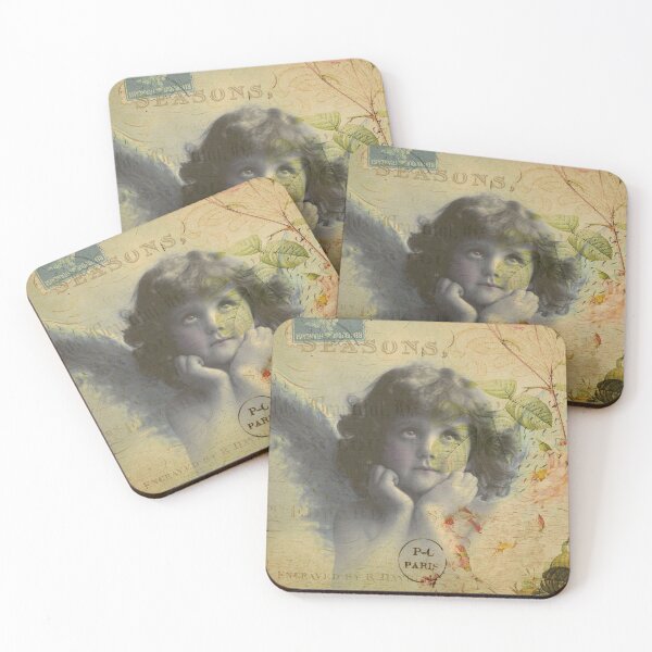 Item preview, Winged Cherub Vintage Postcard Carte Postale Floral Shabby Chic Seasons designed and sold by WizardsWorld.