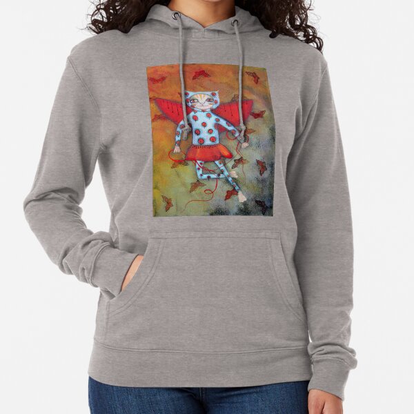 Cat Print - original art Angieclementine Cat Angel Lightweight Hoodie