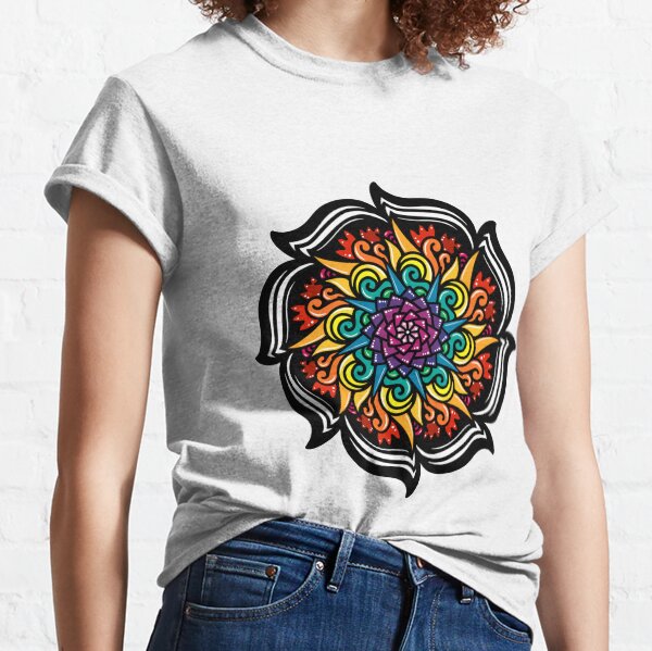 Rainbow Floral Pattern Classic T-Shirt