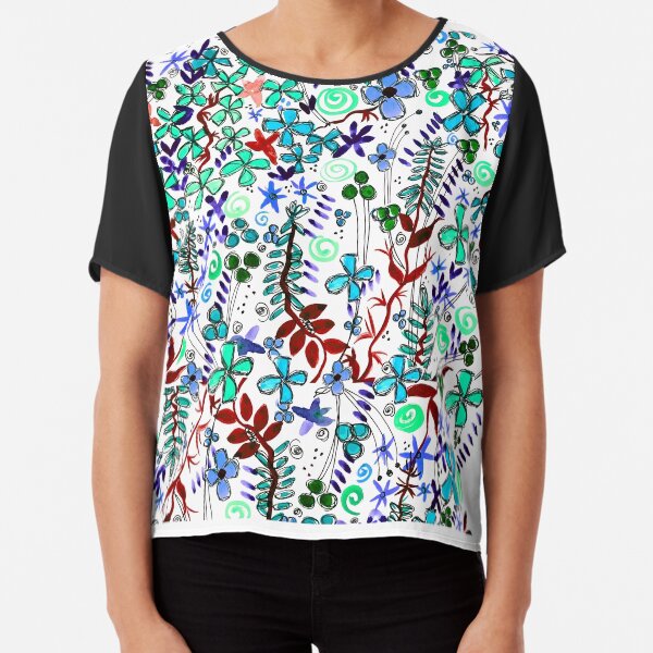 Pixel Dance Blue Chiffon Top