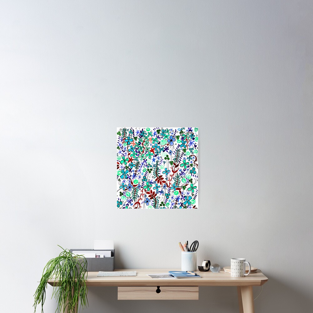 Pixel Dance Blue Poster