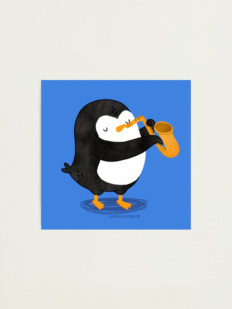 Alternate view of Steve Penguin playing a saxophone Photographic Print