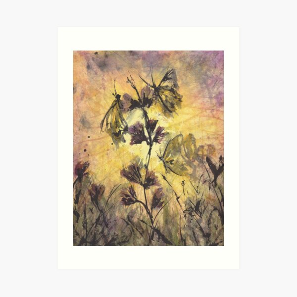 Dance of Butterflies at Sunset Watercolor Art Print