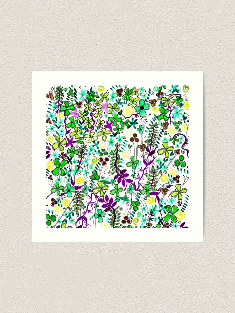 Alternate view of Pixel Dance Green Art Print