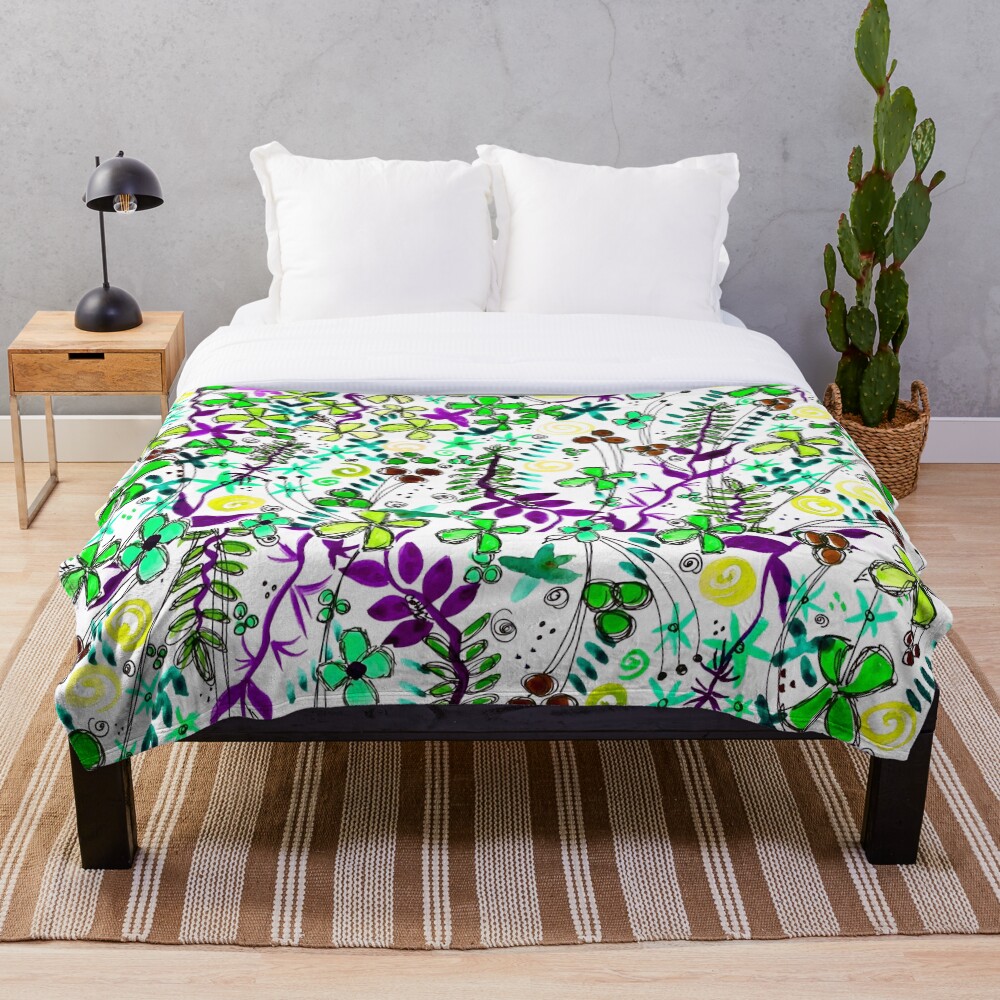 Pixel Dance Green Throw Blanket