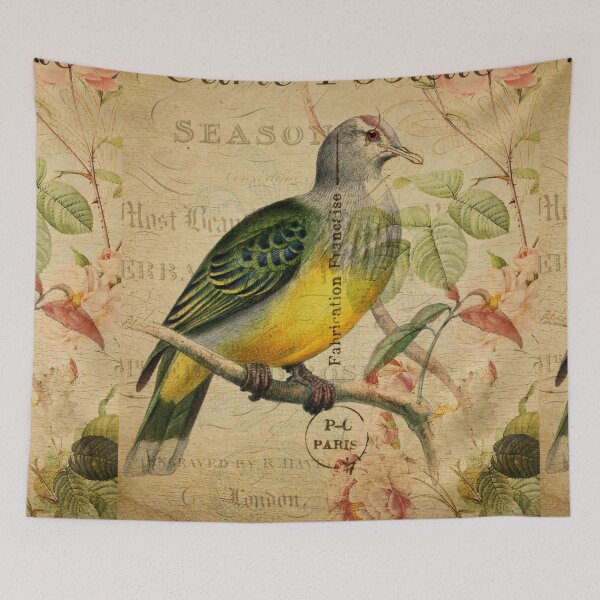 Item preview, Rainbow Dove Vintage Postcard Carte Postale Floral Shabby Chic Seasons designed and sold by WizardsWorld.