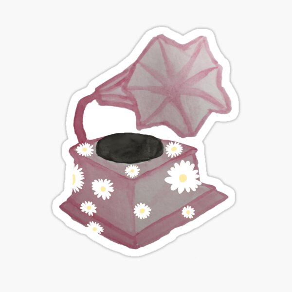 Item preview, Pink phonograph with daisies designed and sold by Neena Ashby.